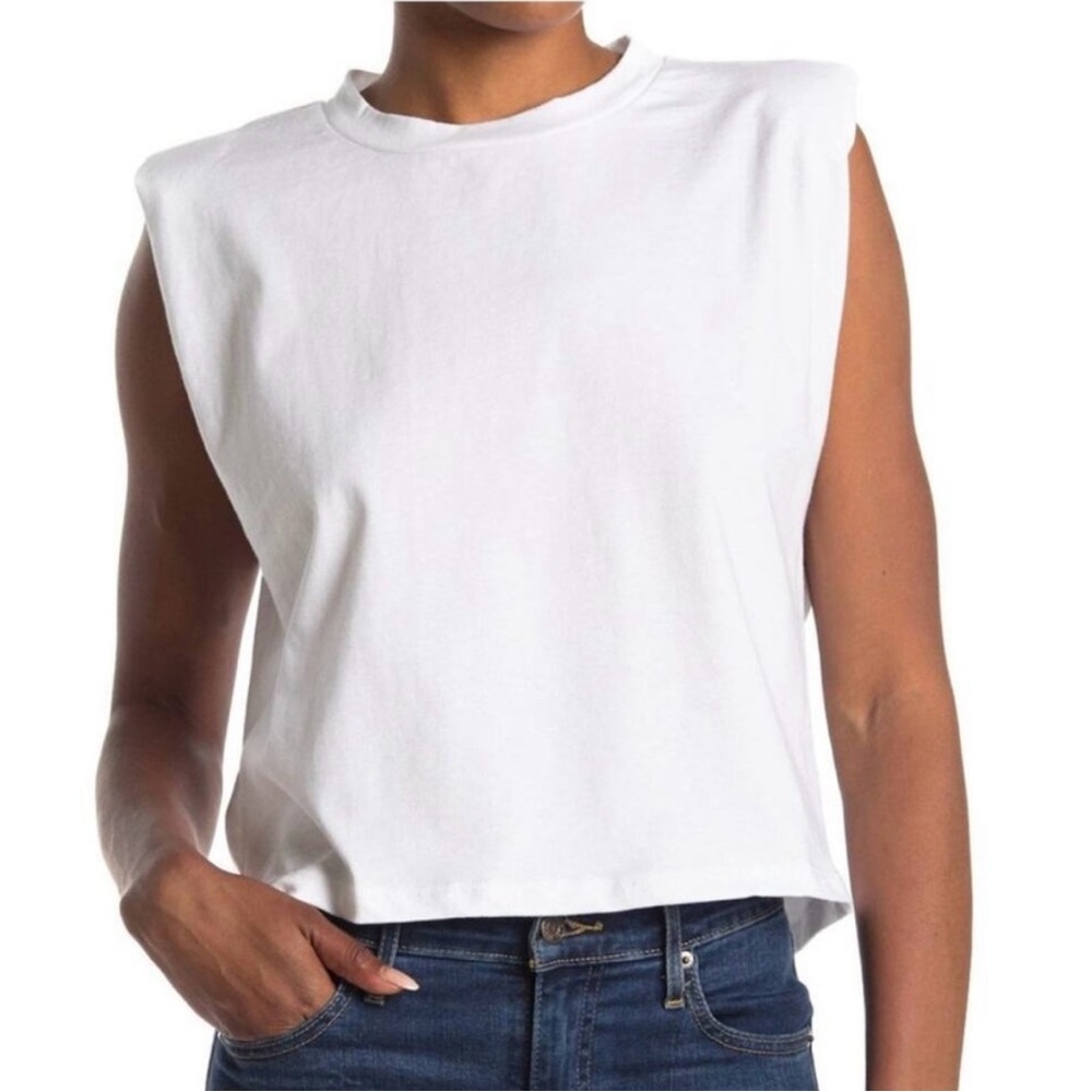 LNA Pronounced Shoulder Cropped Tank Top Size Large
